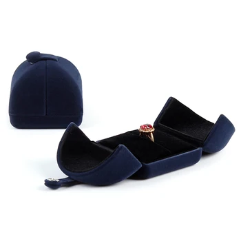 

Universal Ring Case Desktop Pendant Gift Package Accessories Dressing Table Travel Earrings Jewelry Box Double Open Long Plush