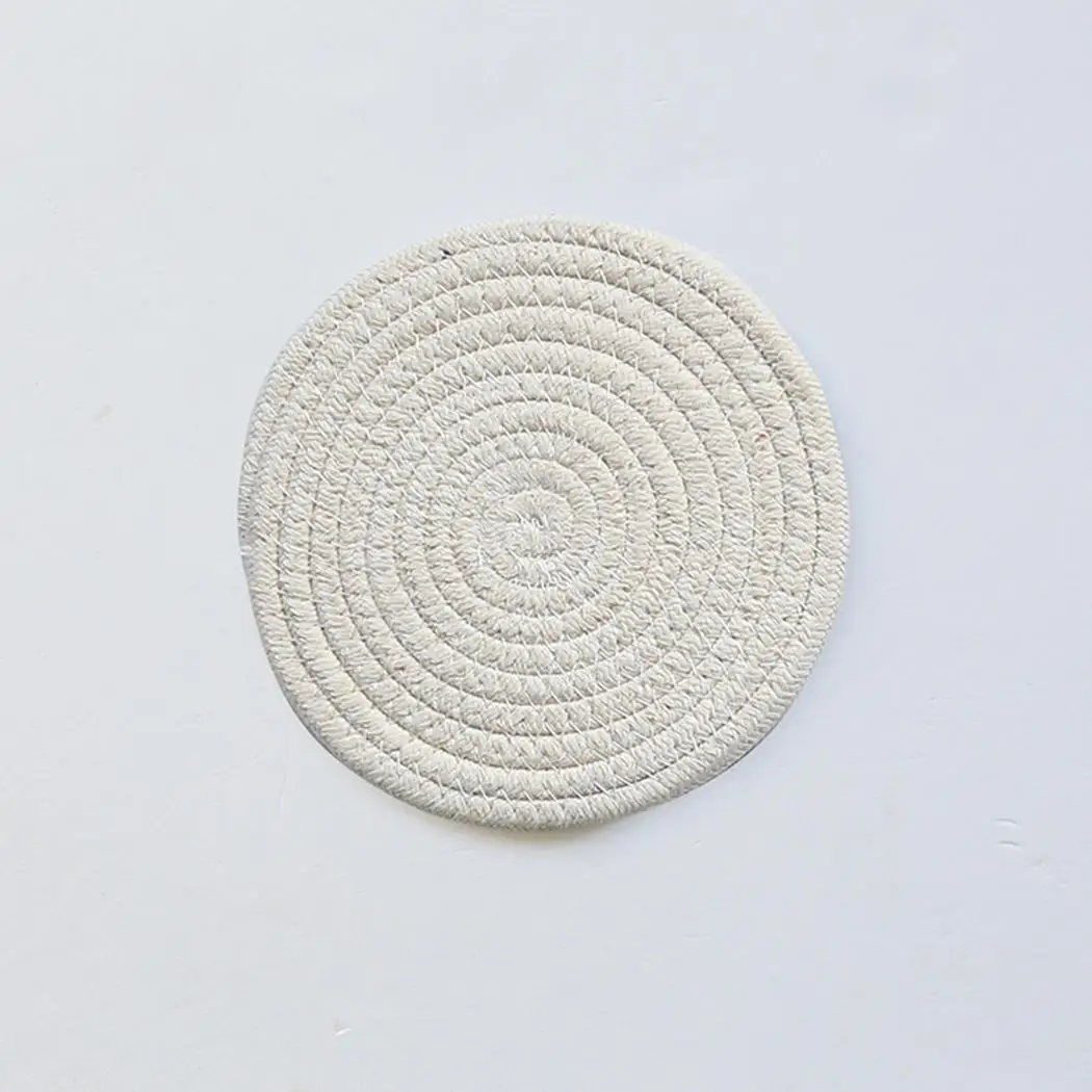 Braided Cotton Thick Large Drink Coasters Home Patchwork Absorbent Heat Resistant Round Table Mat