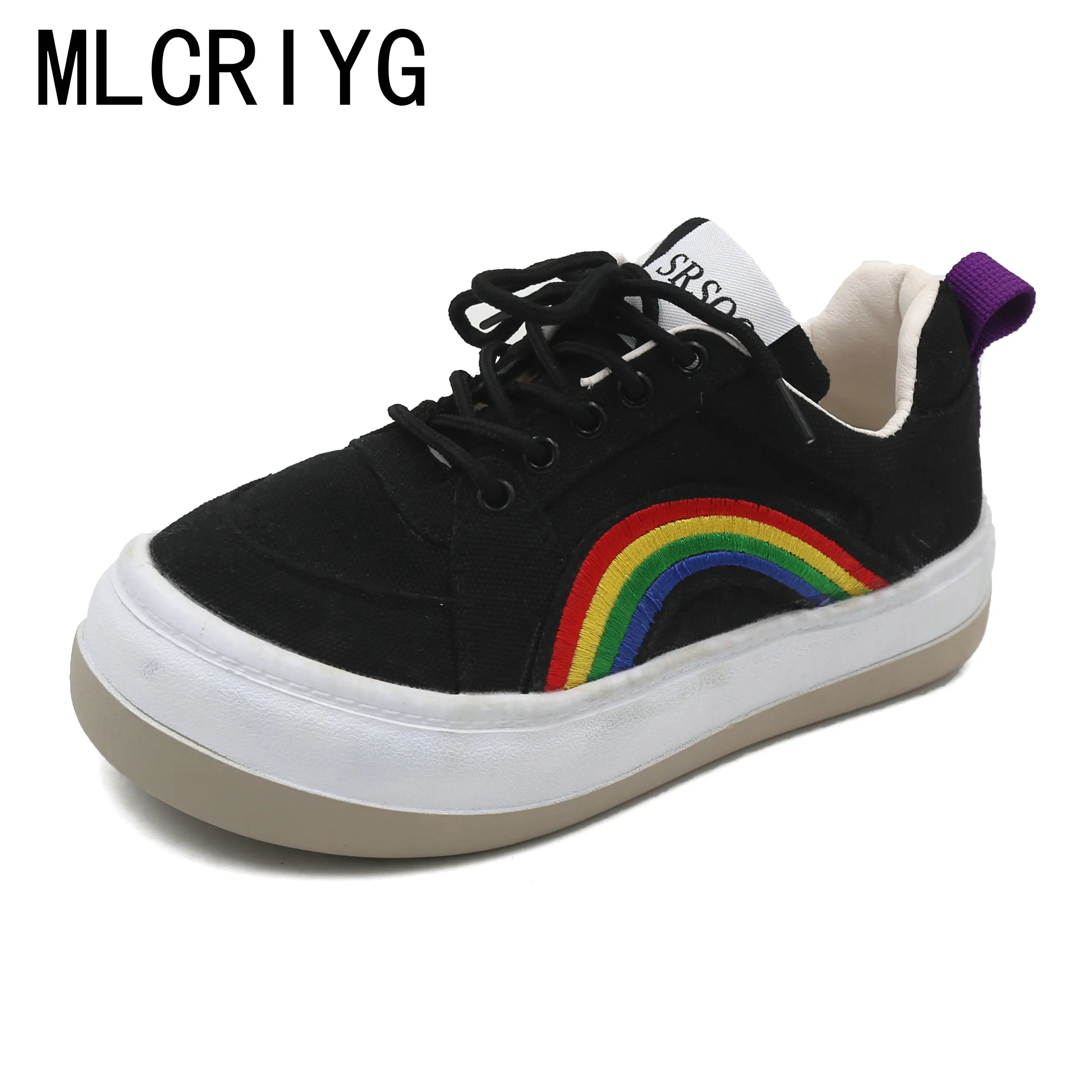 

Nice Pop Classic Canvas Shoes Woman Flat Heels Summer Casual Rainbow Sneakers Women Comfortable Female Walking Jeans Footwear