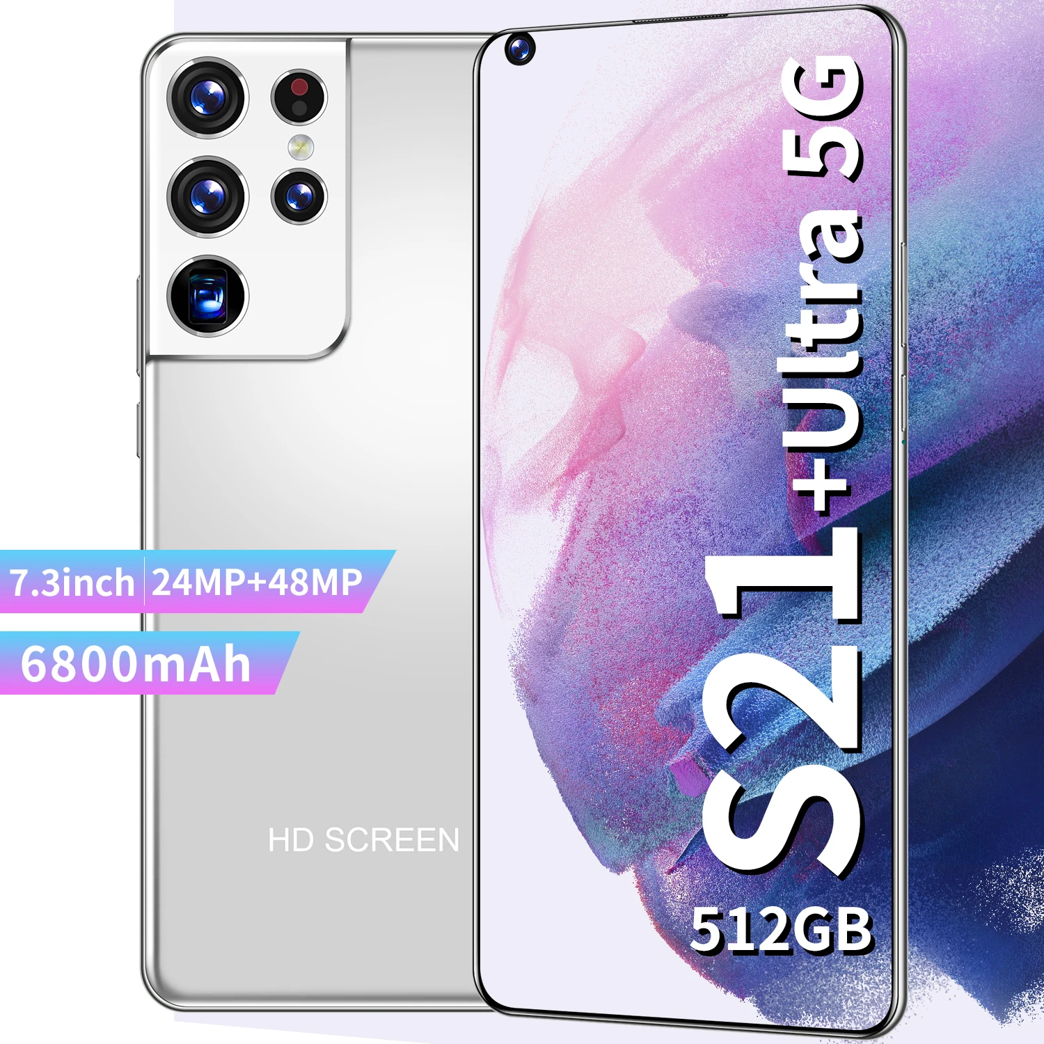 Глобальная версия 7 3 &quotS21Utra смартфонов 12G + 512 Гб 6800 мАч разблокирован 48MP Android10 Две