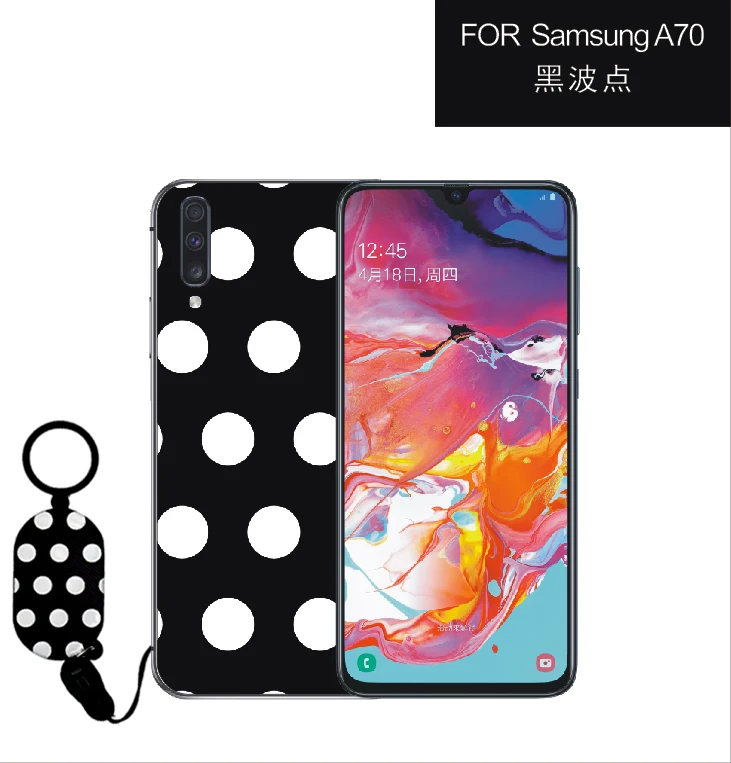 Черный, белый чехол для samsung Galaxy A80 A70 A50 A30 A20 A10 A 10 50 70 A30S с волнистыми точками и полосками для девушек и женщин, чехол на заднюю панель - Цвет: Черный