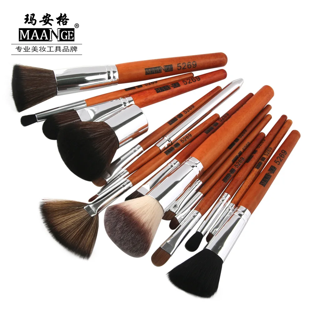 

The New MAANGE/ Ma Ange 15 Makeup Brush Imitation Mahogany Makeup Tools Factory Outlet Foundation Brush