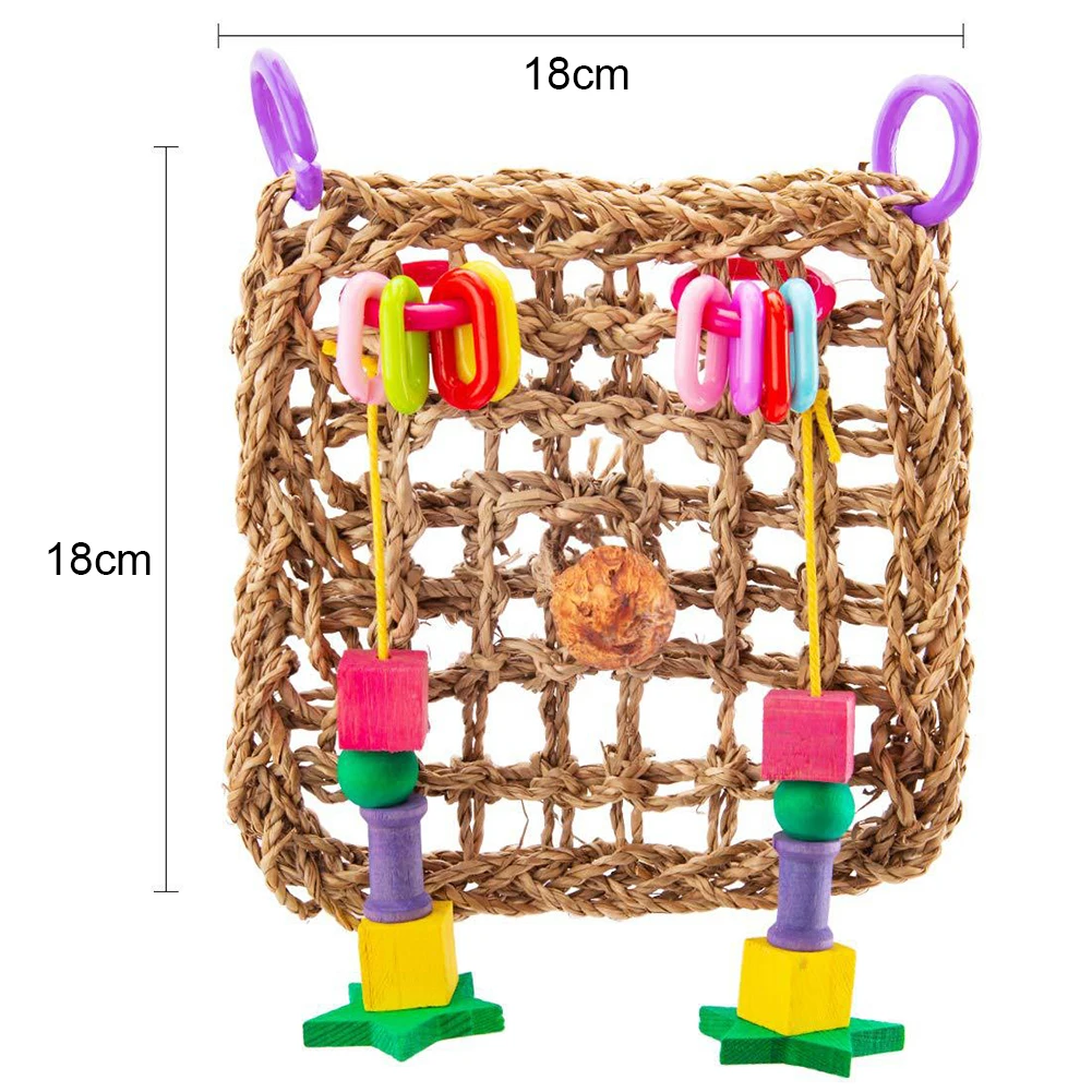 Птица игрушечные попугаи соломенная гамак жердочка для птицы качель для птичьей клетки сетчатый коврик питомец подтягивающая жевательная игрушка птица игрушки набор товары для домашних животных