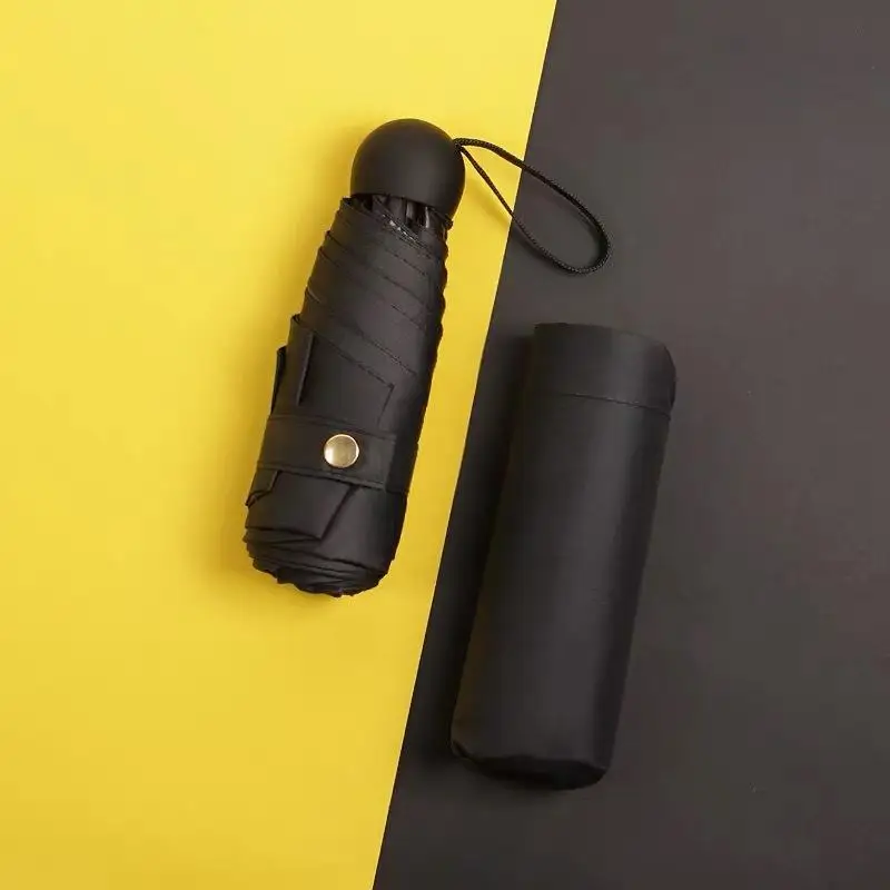 black 1 Милые мини-Зонтики с карманом для девочек, маленькие складные зонты от солнца или дождя, портативные зонты для путешествий с защитой от ультрафиолета - Цвет: black 1