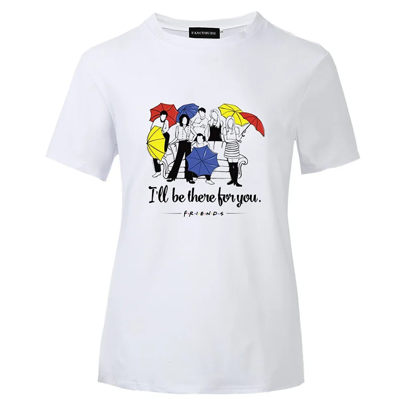 Футболка с готическим рисунком Friends Tee Harajuku женская футболка с буквенным принтом с коротким рукавом и круглым вырезом Женские топы
