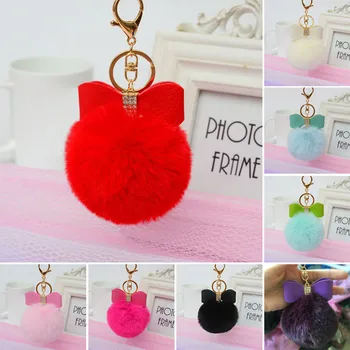 

Lovely Key Chain Rhinestone Fur Furry Ball Keychain Keychain Bag Charms Keyring Accessories TY66
