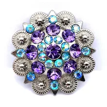 

12pcs/Lot Brilliant Rhinestones Crystal Flower Metal Conchos Unisex Western Cowboy Cowgirl Fashion DIY Accessories for Belts