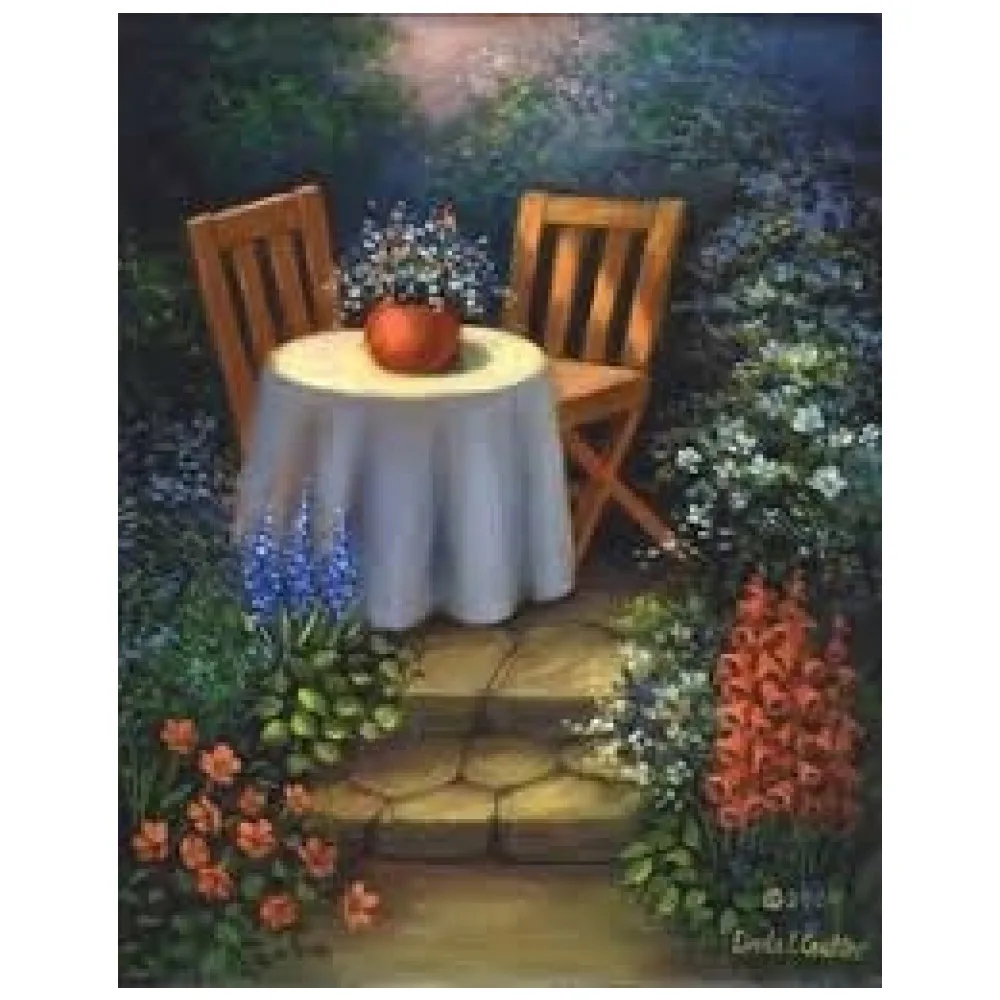 Роспись по холсту «Гризайль. В саду» 27x35см