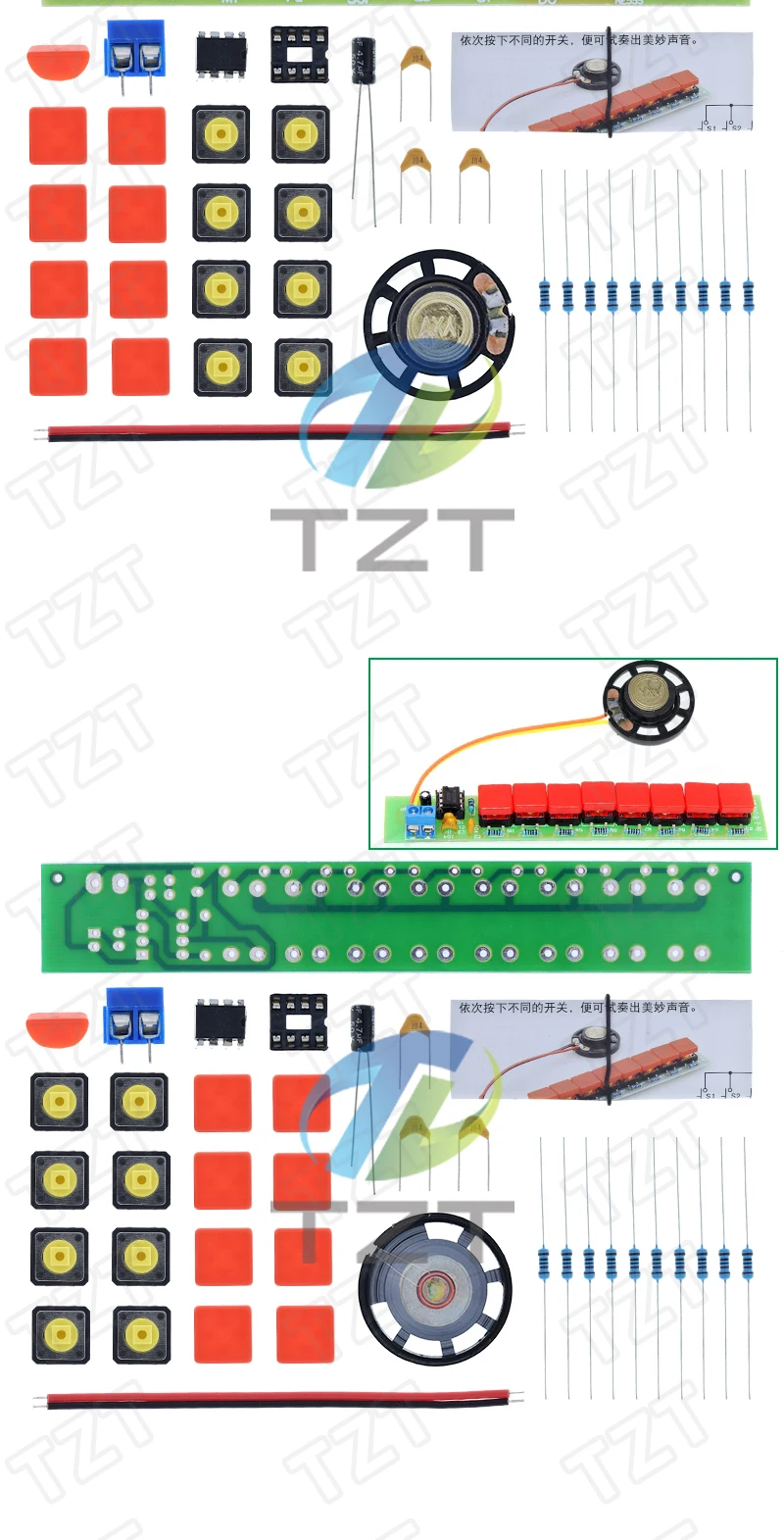 TZT 1/3-Set DIY-Bausatz NE555 Komponenten Elektronik Elektrisches Klavier Orgelmodul – Detail 5