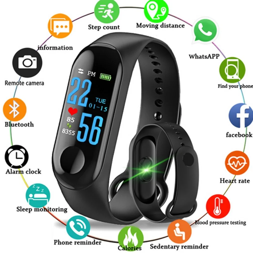 

M3 Smart Band Daily Waterproof Fitness Tracker Smart Bracelet Blood Pressure Heart Rate Monitor Smartband