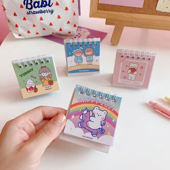 

2021 Honeyfriend Rainbow Bear Desktop Paper Mini Calendar Dual Daily Scheduler Table Planner Yearly Agenda Organizer