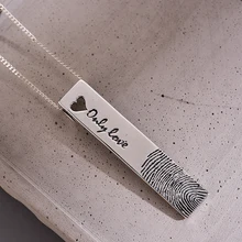 

Custom Fingerprint Necklace Personalized Name Date Necklace Stainless Steel Engraved Necklaces For Women Men Baby Gift