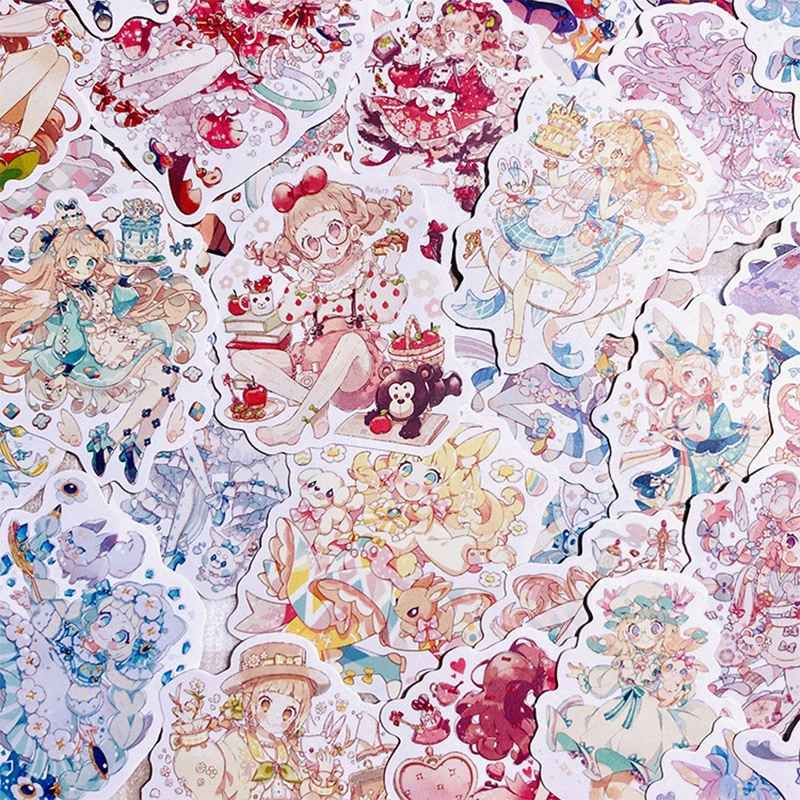 65PCS Cute Anime Girl Sticker DIY Scrapbooking Journal Bottom Collage Phone Diary Album Gift Decoration