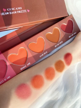 

GUICAMI muse blusher cream orange peach color face contouring makeup kit with mirror long lasting smooth Sun red rouge AC196