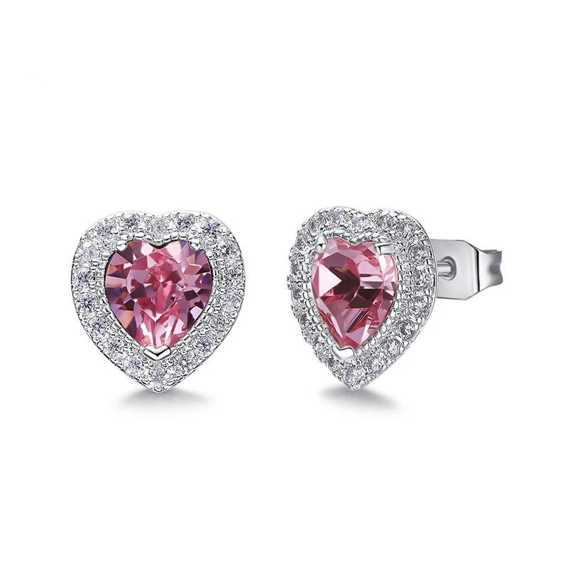Warme Farben серьги-гвоздики с кристаллами Swarovski для женщин, Простые Вечерние серьги-гвоздики с сердечками - Цвет камня: pink