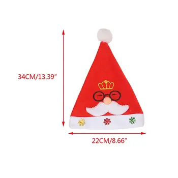 

Childrens Christmas Pompom Hat Embroidered White Beard Santa Claus Glasses Carto 2XPC