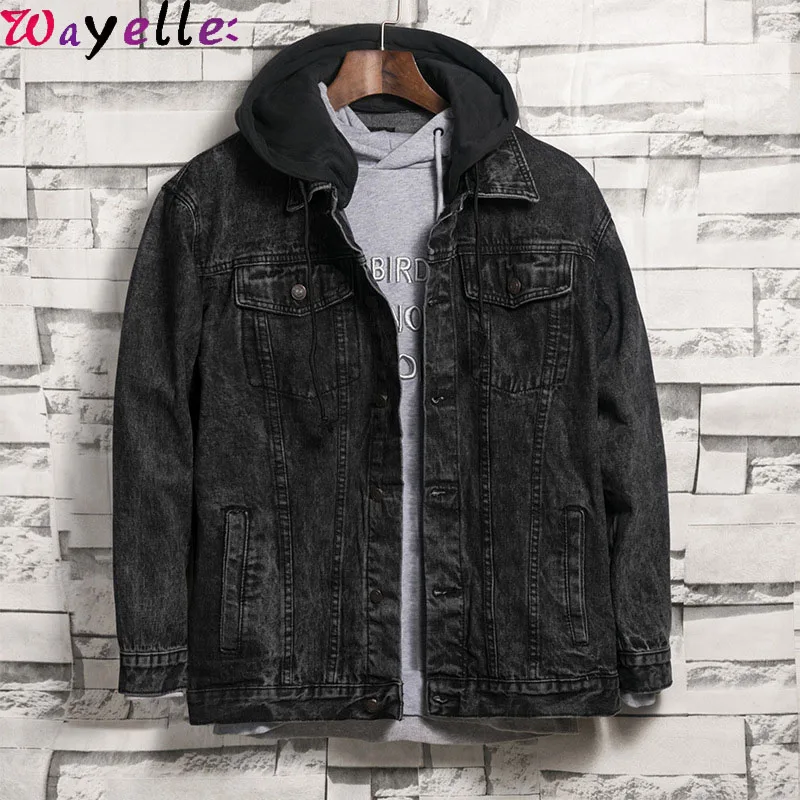 

Men's Denim Jacket Spring Autumn Fashion Men Retro Loose Hooded Jacket Casual Washed Jean Jacket Winter Vintage Cowboy Outerwear