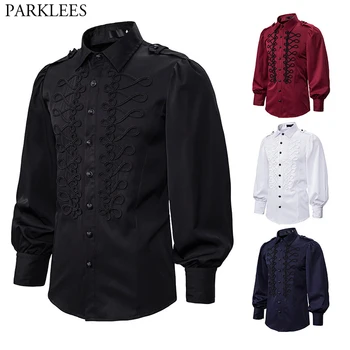 

Men's Punk Gothic Steampunk Shirt 2020 Club Party Evening Victorian Renaissance Shirts Mens Casual Blouse Tops Chemise Homme 2XL