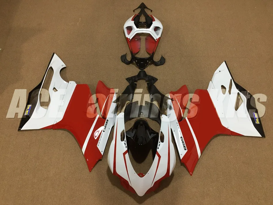 Новая мотоциклетная обувь Обтекатели для поездок на мотоцикле Ducati 899 1199 Panigale 2012 2013 12 13 14 ABS Пластик система впрыска Кузов под заказ красного и белого цвета