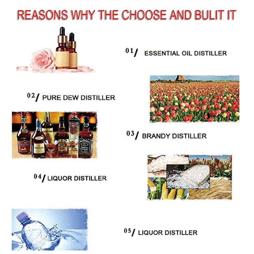 2.5L DIY Новое домашнее стекло DIY электрическое отопление Самогон Еще чистой воды дистиллятор эфирного масла экстракции оборудования