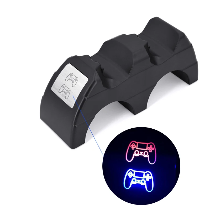 For PS4 Game Charging Base Game Controller Charger Led Light Display USB Interfaces Slim Charging Dock Gamepad Dual Charger