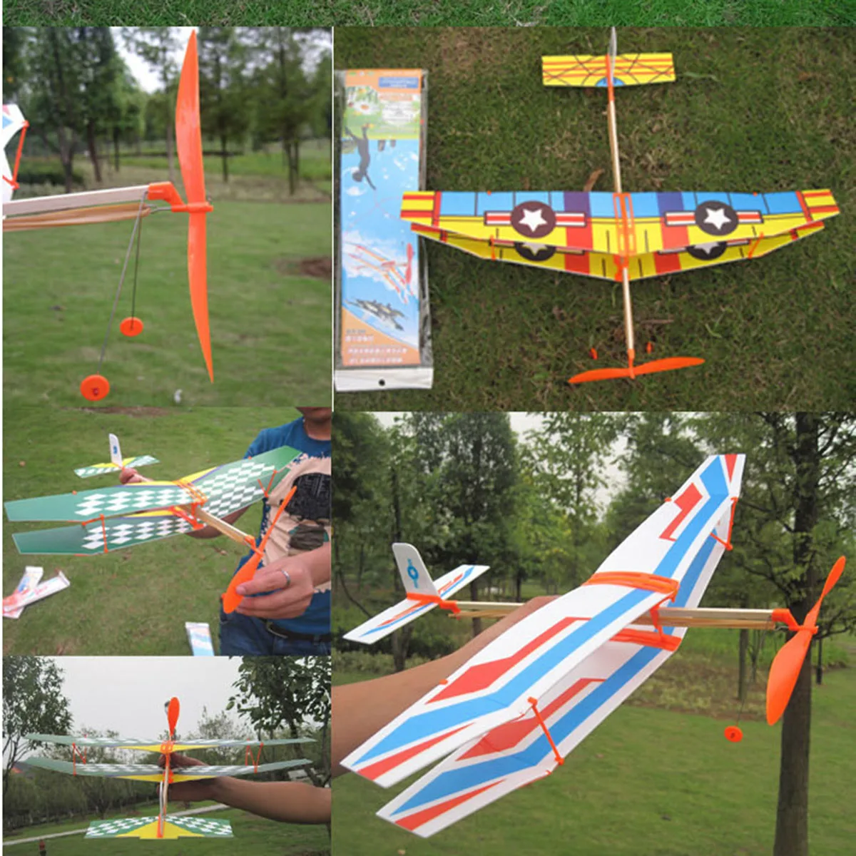 DIY Biplane самолет Резиновая лента самолет ребенок открытый комплект самолета набор собрать пропеллер небо Летающий ветер Детская игрушка