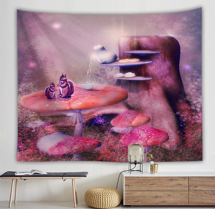 Dreamlike грибы домашние гобелены красивый креативный лес Настенный декор тропические деревья 3D декоративный настенный гобелен
