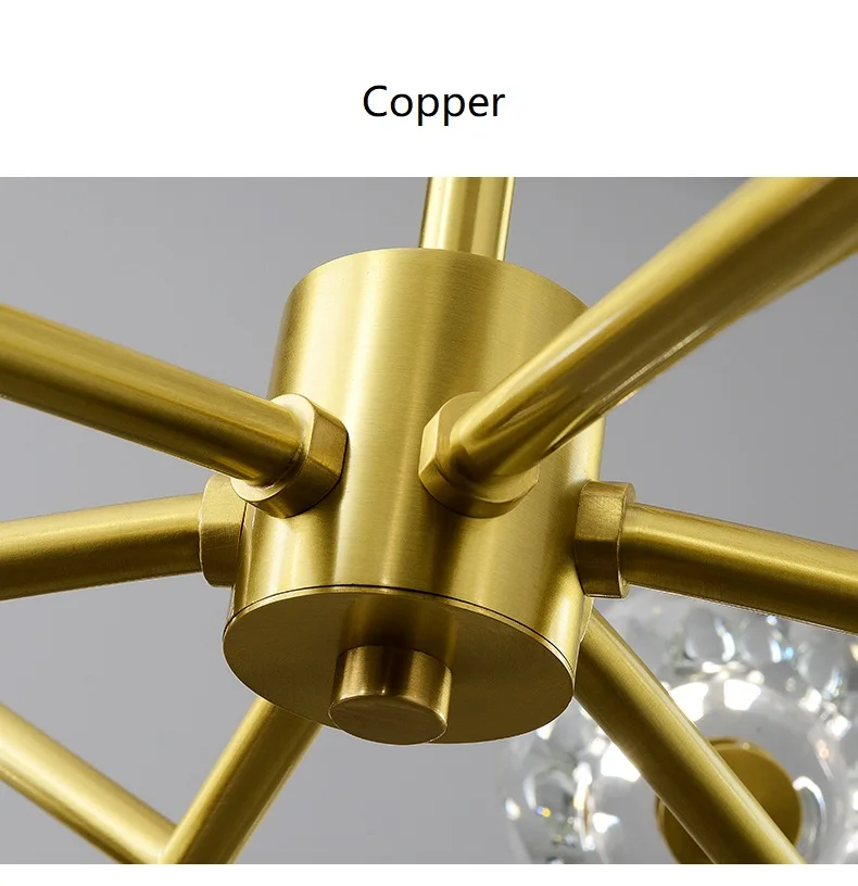Современный светодиодный подвесной светильник с кристаллами, скандинавский подвесной светильник для спальни, столовой, гостиной, подвесной светильник, медный светильник Lampara Colgante