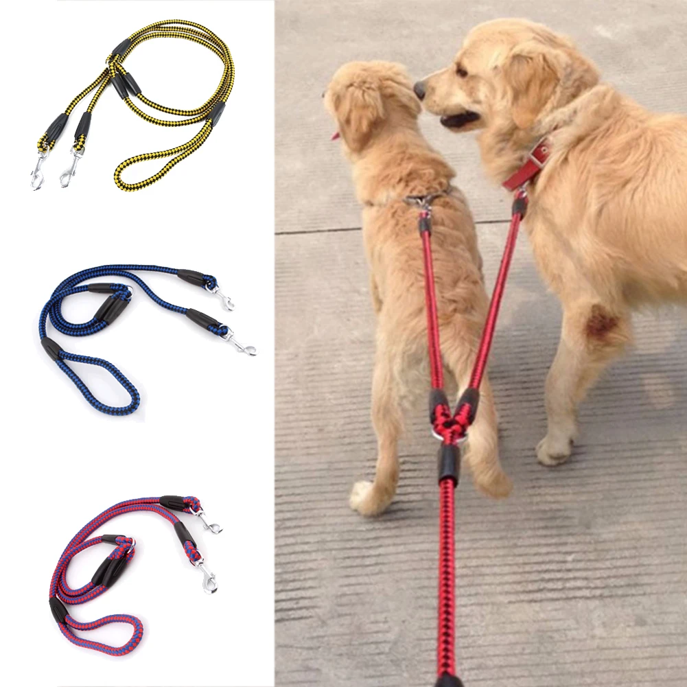 

Strong Nylon Ribbon Double Dog Lead Leash Splitter Multiple Coupler For Walking Training Adjustable Pet Safety Traction Rope