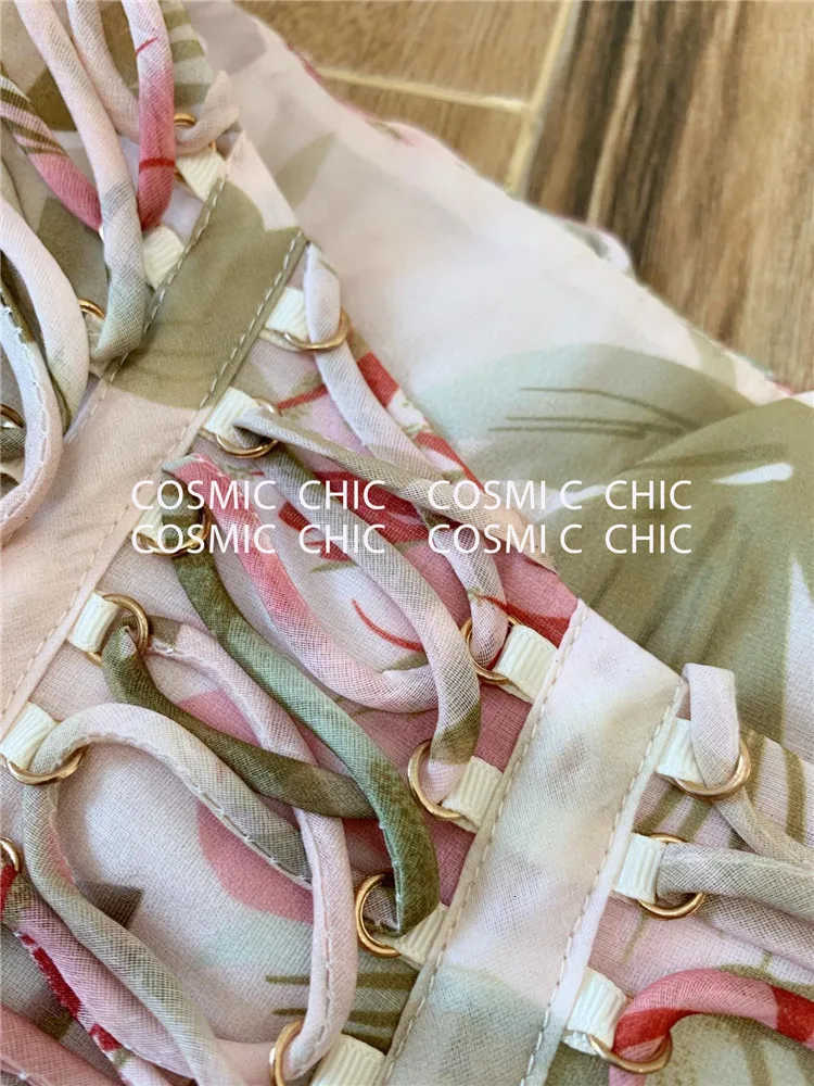 Cosmicchic подиумное винтажное платье макси с цветочным принтом, Необычные Вечерние платья с длинным рукавом-фонариком, элегантное женское платье с поясом