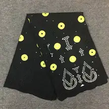 HL! швейцарское хлопковое чистое дизайнерское швейцарское шифоновое кружево с камнями нигерийское высококачественное Африканское сухое кружево ткань для свадьбы! J10736