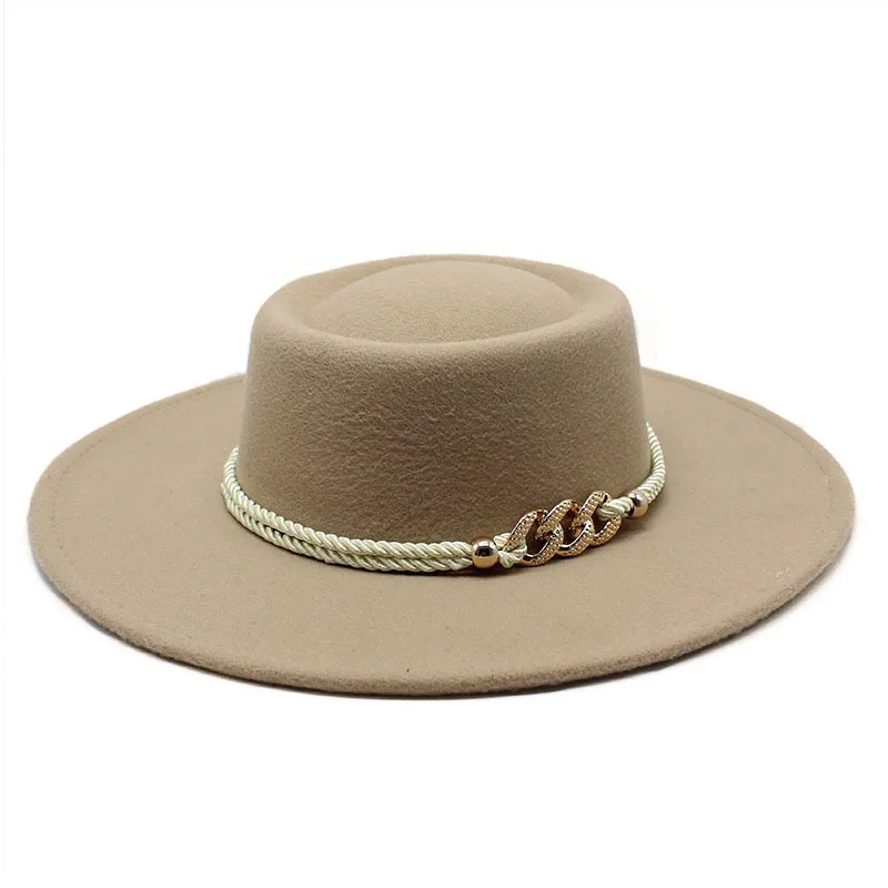 wool fedora Women Hats 8.5CM Wide Brim Simple Church Derby Top Hat winter Solid Felt Fedoras Hat for Men Women stetson fedora Fedoras