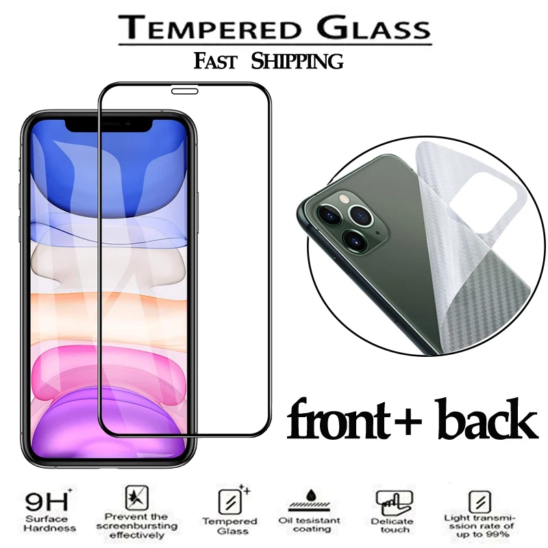 Передняя + задняя стекло для телефон iPhone 11 Pro X XR XS Max 6 6S 7 8 Plus Защитная пленка