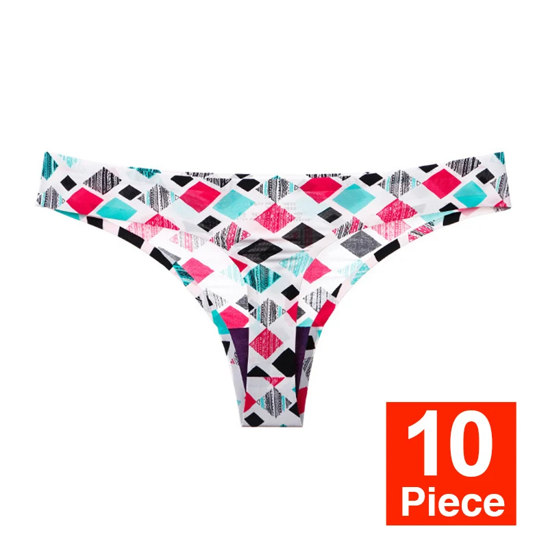 N 10pcs 10 шт., сексуальные шелковые трусики-стринги, трусы для женщин, бесшовные стринги с низкой талией, хлопковые трусы с леопардовым принтом, нижнее белье для женщин# D - Цвет: N 10pcs