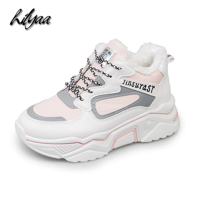 

New Woman Flats Shoes Platform Sneakers Shoes Leather Suede Platform Plush Warm Comfortable Female Fashion Winter Sneakers Women