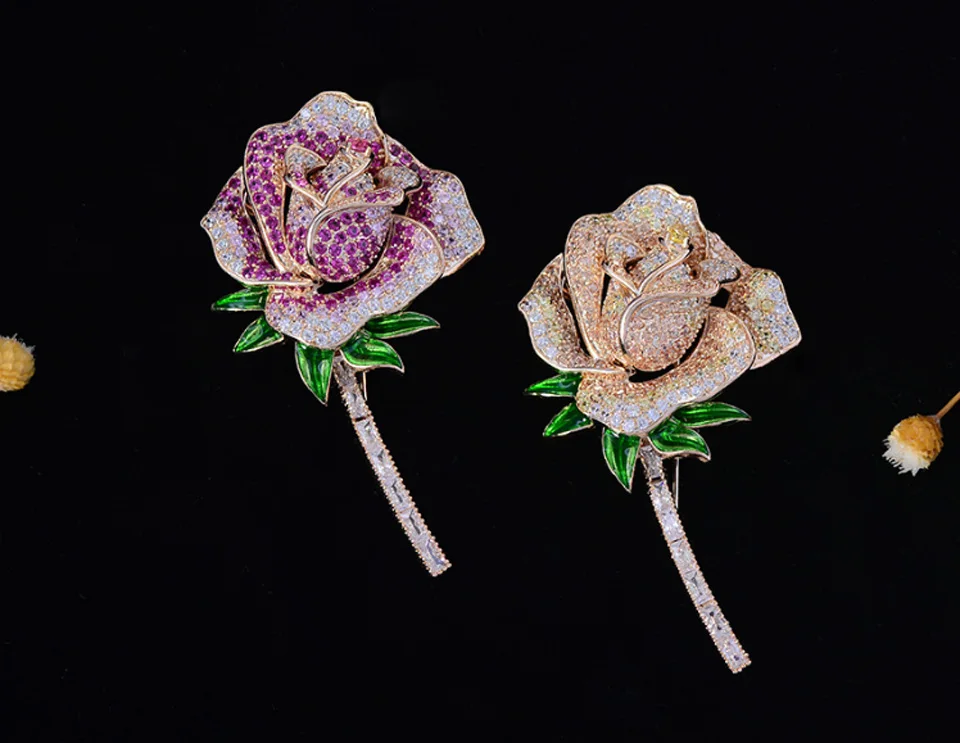Ювелирные изделия donia Classic rose Blomworm Koper liar bruiloft broches sieraden perfect kubieke zirkoon broches sjaal pin