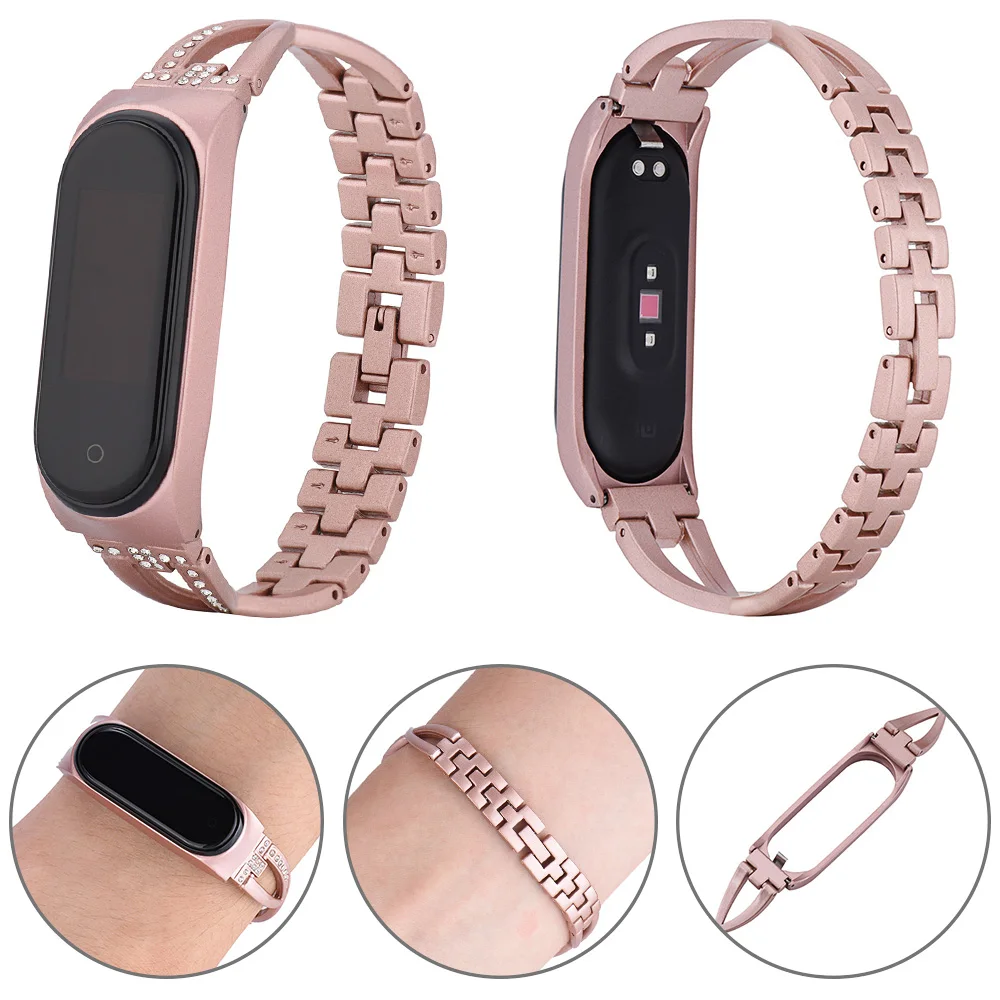 Роскошный женский металлический браслет со стразами для Xiaomi Mi Band 5 4 ремешок часов
