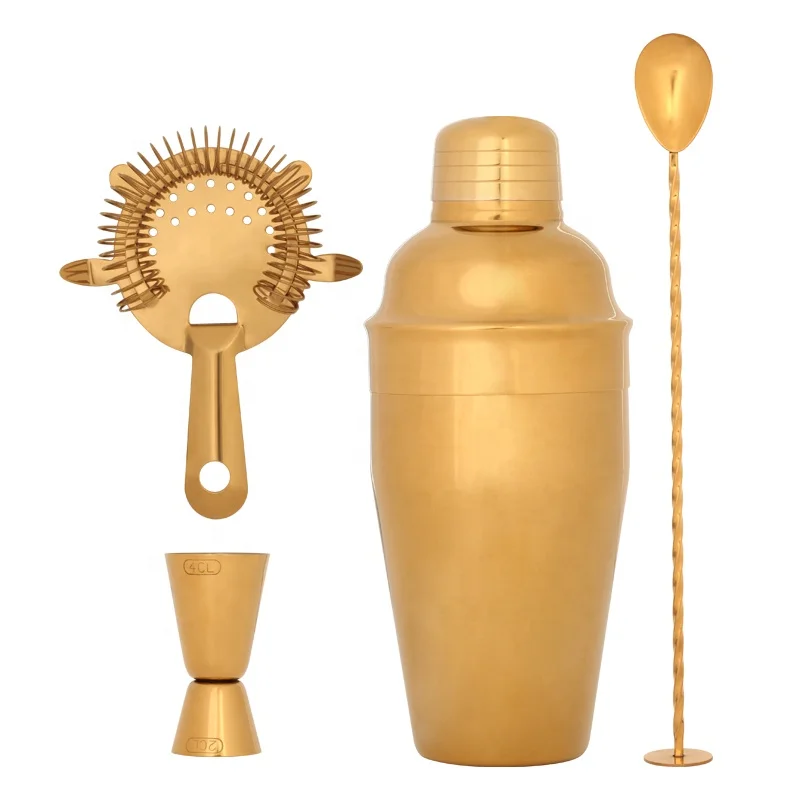 

Custom 4-piece Stainless Steel 18oz boston cocktail shaker Bar tool Set