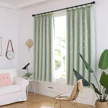 

Hollowed Out Star Shading Window Blackout Curtain Drapes Purdah for Living Room Princess Children Room Baby's Room Curtain Nw