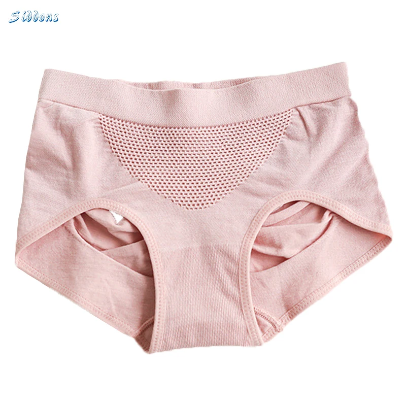 

SIDDONS Women's Cotton Briefs Honeycomb Lingerie 3D Honeycomb Underwear Midwaist-Lift Hip Cotton Tummy Tuck Massage Female 2020