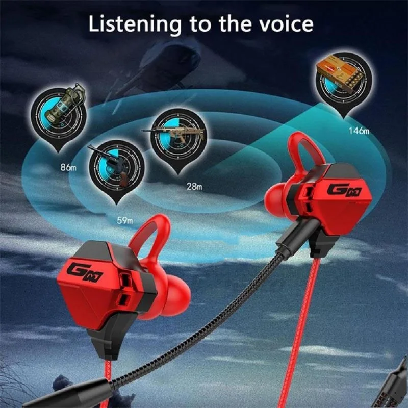 Gaming Earphone 3 5mm Jack Earpiece E Sports Wired Headset Stereo with Detachable Dual Mic Gamer Earbuds for PC Phones PS4 Xbox