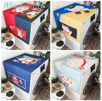 

Japanese Style Lucky Cat Single Door Refrigerator Dust Cover Drum Washing Machine Cover Cloth Sunscreen Waterproof Dust Cover