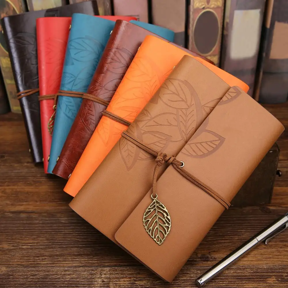 

New 1Pc 80 Vintage Dark Green PU Sheets Vintage Loose Leaf Diary Journal Blank Notebook School Stationery Gift Notebook
