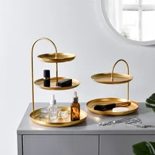 Nordic INS Creative Metal Double Layer Fruit Bowl Jewelry Decoration Shelving Makeup Storage Box Light Luxury Wind Ornaments