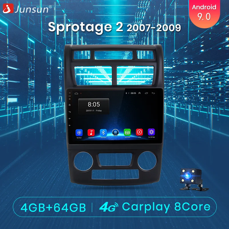 Junsun V1 pro 4G + 64G CarPlay Android 9 0 DSP для Kia Sportage 2007 2008 2009 Автомобильный Радио Мультимедиа