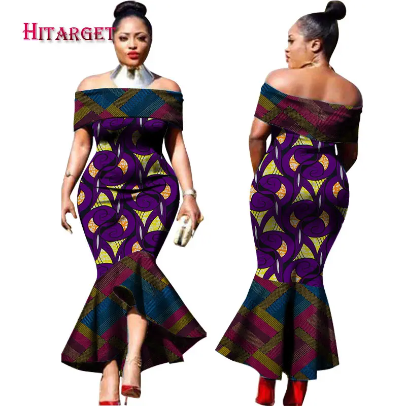 Модный дизайн традиционная африканская одежда с принтом Дашики с вырезом лодочкой африканские сексуальные платья русалки для женщин WY2348 - Цвет: 11