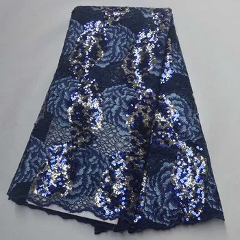

African Sequins Lace Fabric High Quality Sequins French Tulle Lace Fabric 2019 Nigerian Lace Guipure Embroidery Fabric Wedding