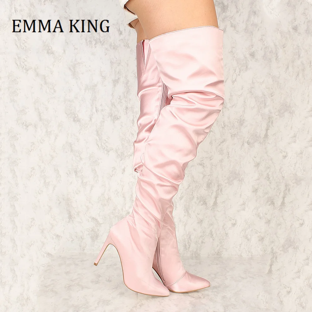pink silk heels