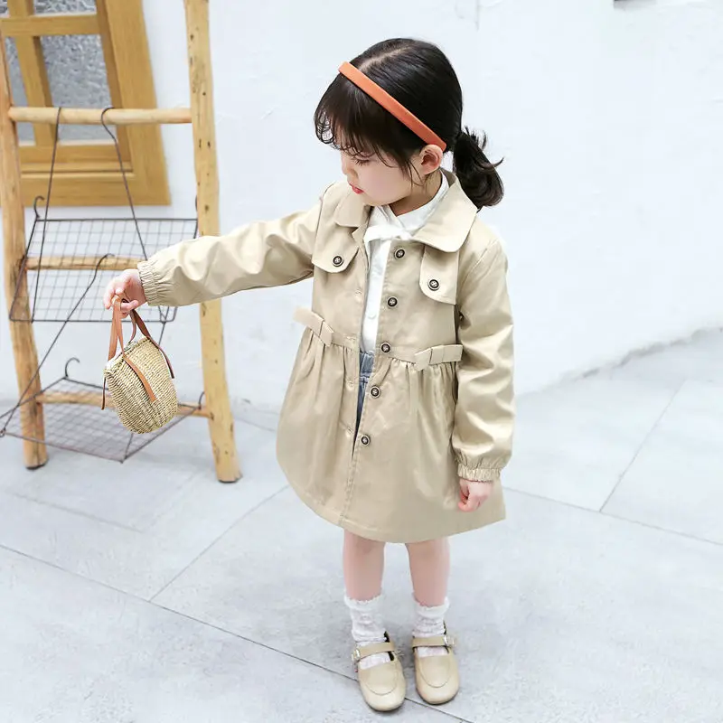 Spring Autumn Korean Fashion Children Windbreaker Jacket Kids Girls Bow Trench Coat Outerwear Coats Princess For Girls - Trench -