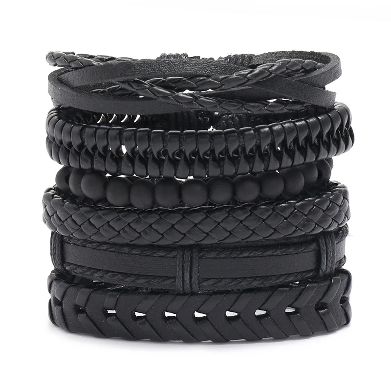 Manfnee™ 6-12pcs Braided Faux Leather Bracelet